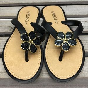 white line flip flops